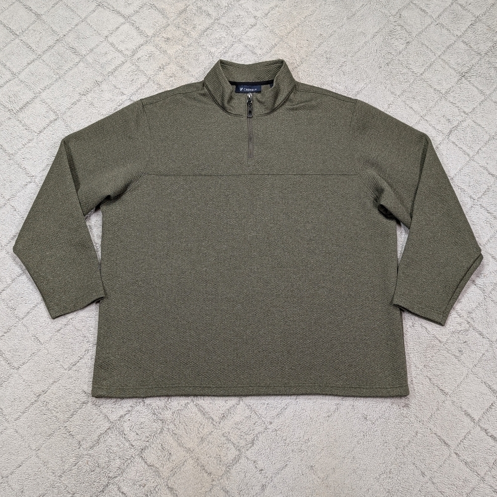 Daniel Cremieux Jacket Mens XXL Green Olive ¼ Zip Pullover Diamond Textured